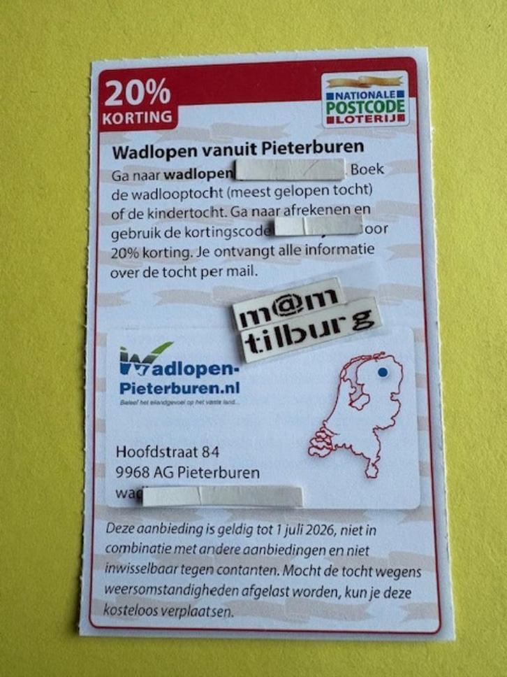 Wadlopen vanuit Pieterburen 20% korting, Tickets en Kaartjes, Kortingen en Cadeaubonnen, Drie personen of meer, Overige typen