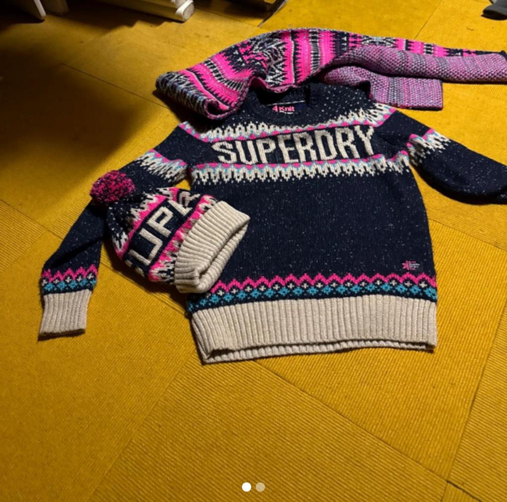 Superdry trui sjaal en muts maat S, Ophalen of Verzenden, Zo goed als nieuw, Overige maten, Blauw