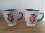 Efteling Pardijntje, 2 bekers met oor 250 jaar Douwe Egberts, Ophalen of Verzenden, Porselein, Overige stijlen, Kop(pen) en/of Schotel(s)