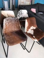 Koeienhuid stoelen, set van 4, Huis en Inrichting, Stoelen, Ophalen, Gebruikt, Bruin, Leer