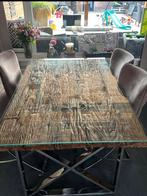Sleeperwood eettafel met glasplaat - 160x100 cm, Ophalen, Gebruikt, 100 tot 150 cm, 150 tot 200 cm