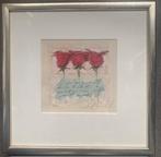 Zeefdruk 3 roosjes van Richard Smeets ingelijst, Ophalen of Verzenden