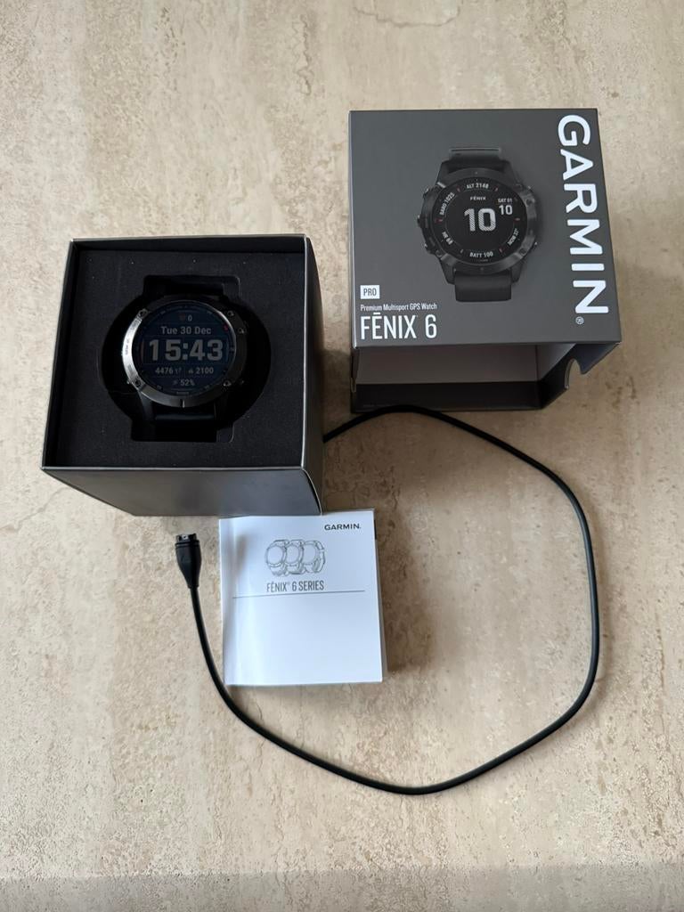Mooie Garmin Fenix 6 Pro te koop, Sieraden, Tassen en Uiterlijk, Sporthorloges, Zwart, Garmin, Ophalen of Verzenden, Zo goed als nieuw
