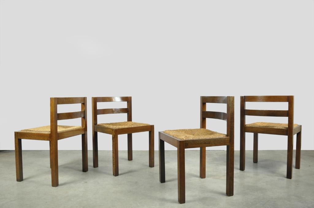 🟡Moderne vintage wenge eettafelstoelen, OV Rotterdam, 1970, Gebruikt, Bruin, Vintage modern, Vier
