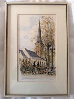 Vintage aquarel van de kerk op de brink ( baarn ), Ophalen of Verzenden