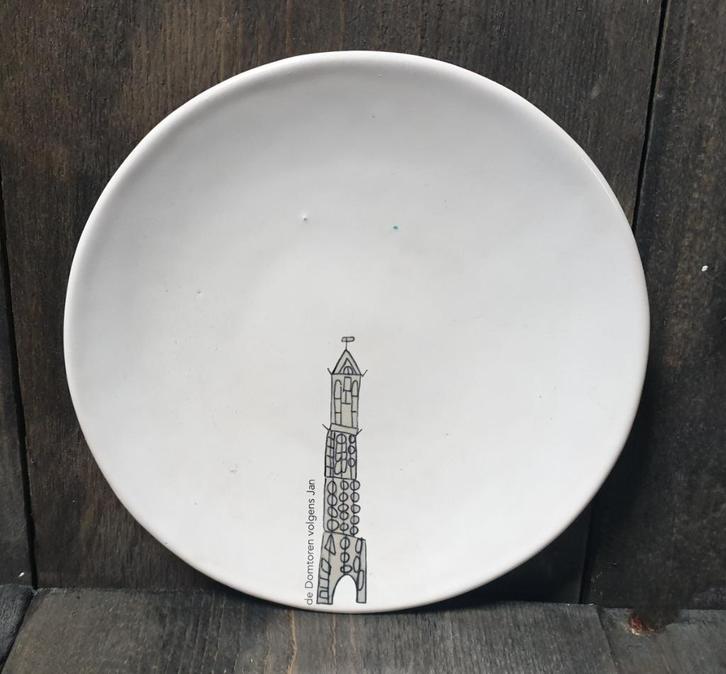 Wandbord "de Domtoren volgens Jan". stichting Echtwaar, Antiek en Kunst, Antiek | Wandborden en Tegels, Ophalen of Verzenden