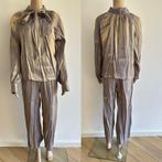 Co-ord set 2-delig bloes broek pantalon tuniek strik goud M, Maat 38/40 (M), Nieuw, Ophalen of Verzenden, Grijs