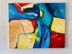 Groot kleurrijk Abstract Schilderij - Joop van Rees 100 x 80, Antiek en Kunst, Ophalen of Verzenden