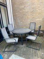 Tuinset met ronde tafel en 4 stoelen, Ophalen, Gebruikt, Eettafel, Tuinset