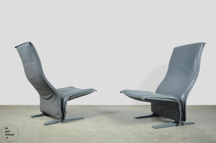 Vintage Concorde fauteuils, Pierre Paulin, Artifort 60s, Huis en Inrichting, Fauteuils, Gebruikt, Leer, Metaal, 50 tot 75 cm, 75 tot 100 cm