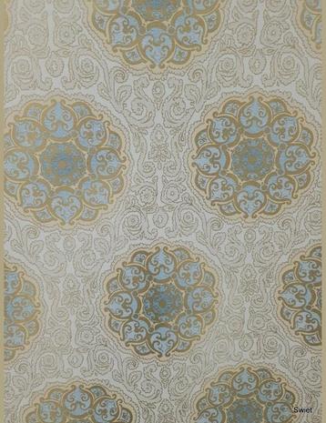 7125 Blauw medaillonpatroon vintage behang retro swiet beschikbaar voor biedingen