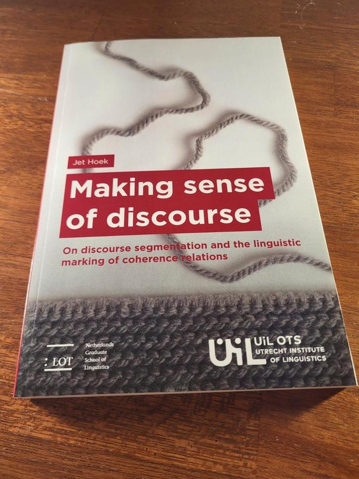 Making sense of discourse - Jet Hoek, Boeken, Studieboeken en Cursussen, Zo goed als nieuw, WO, Alpha, Ophalen of Verzenden