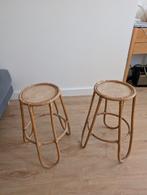 Vintage rotan krukjes/bijzettafelfjes, Huis en Inrichting, Ophalen, Gebruikt, Hout