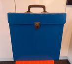 * Vintage vinyl lp platenkoffer felblauw leer optiek (18) *, Verzenden, Gebruikt, Overige instrumenten