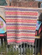 Kleurrijk Zweeds kleed met strepen en stippen, pastelkleuren, Ophalen, 100 tot 150 cm, Crème, Zo goed als nieuw