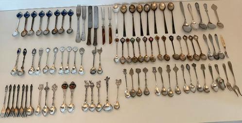 100 diverse verzilverde lepeltjes en vorkjes, Antiek en Kunst, Antiek | Bestek, Ophalen