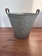 Brocante Zware zinken mand/emmer, Antiek en Kunst, Curiosa en Brocante, Ophalen of Verzenden