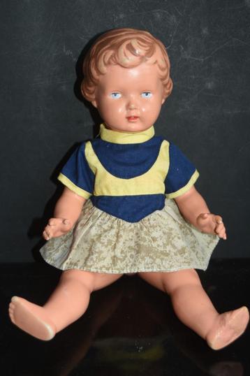 Vintage poppenjurkje blauw geel 60s