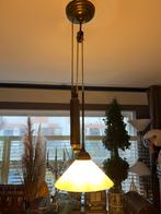 Hanglamp met contragewicht messing/melkglas, Antiek en Kunst, Ophalen of Verzenden