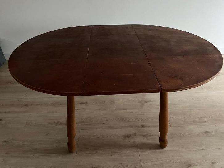 Vintage Ronde Uitschuifbare Eettafel, Antiek en Kunst, Antiek | Meubels | Tafels, Ophalen of Verzenden