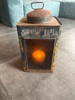 Oude Kroepoek Blik / Windlicht, Ophalen of Verzenden