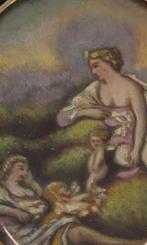 Grote 14k gouden ketting hanger antiek markasiet portret, Ophalen of Verzenden, Goud, Hanger, Met edelsteen