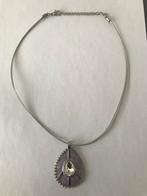 Vintage Ketting met Hanger & Ring - Maat 19, Gebruikt, Ophalen of Verzenden, Zilver, Overige materialen