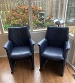 Leolux leren eetkamerstoelen, model Tamarinde, 2 stuks, Huis en Inrichting, Stoelen, Twee, Blauw, Leer, Ophalen of Verzenden