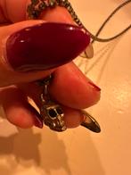Vintage Gothic Skull Ketting – Rock/Metal Stijl, Ophalen of Verzenden, Zo goed als nieuw, Zilver, Overige materialen