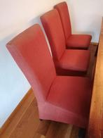 Eettafelstoelen 6x oranje, Huis en Inrichting, Ophalen, Gebruikt, Overige kleuren, Stof, past goed bij koloniale stijl