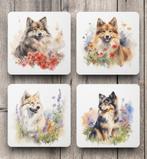 Finse Lappenhond Aquarel onderzetters met houder, Ophalen of Verzenden, Nieuw, Glas of Kopje