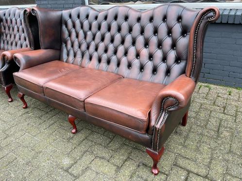 Chesterfield 3 zits bank hoge rug GRATIS BEZORGD, Huis en Inrichting, Banken | Voetenbanken en Poefen, Gebruikt, 125 cm of meer