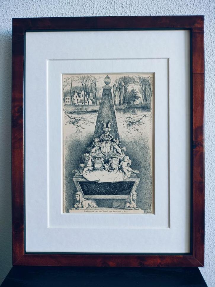 Craandijk Litho  Rhoon Graftombe Bentinck 1880 (99), Antiek en Kunst, Kunst | Litho's en Zeefdrukken, Ophalen of Verzenden