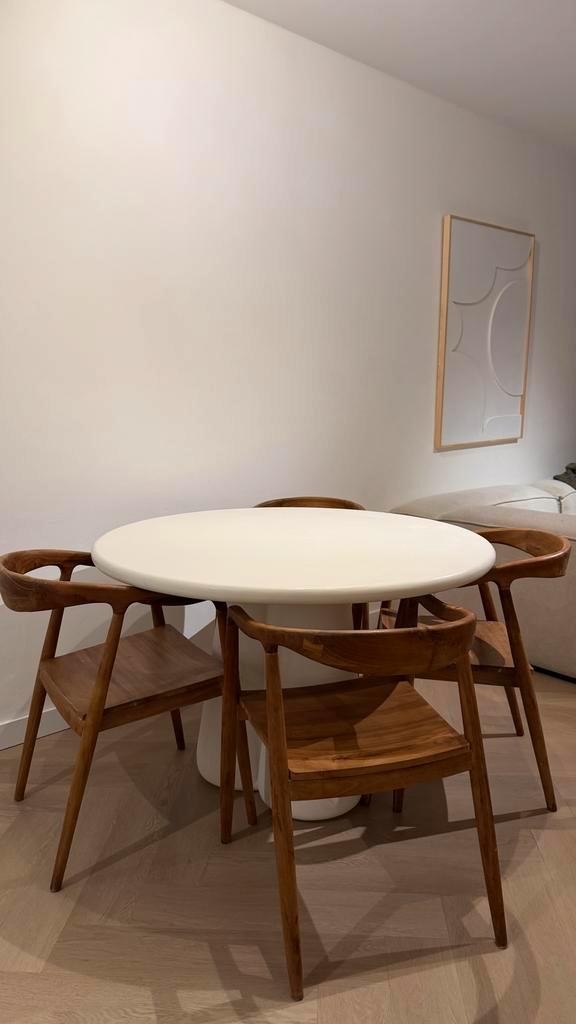 Eettafel Boaz Japandi style - 120x120x75 cm, Huis en Inrichting, Tafels | Eettafels, Zo goed als nieuw, 100 tot 150 cm, Rond, Ophalen