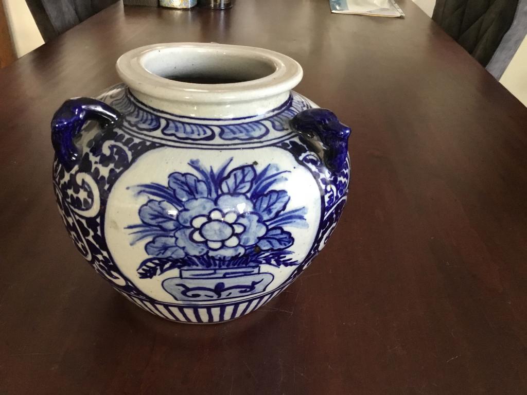 Antieke Chinese Pot met Blauw Decor, Ophalen of Verzenden