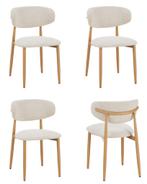 Japandi eetkamerstoelen Beige/Bruin Walnoot/Naturel Houtlook, Japandi, Bruin, Ophalen of Verzenden, Zo goed als nieuw