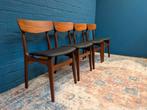 4x vintage design stoelen, Schiønning & Elgaard, jaren 60, Ophalen, Gebruikt, Hout, Vier