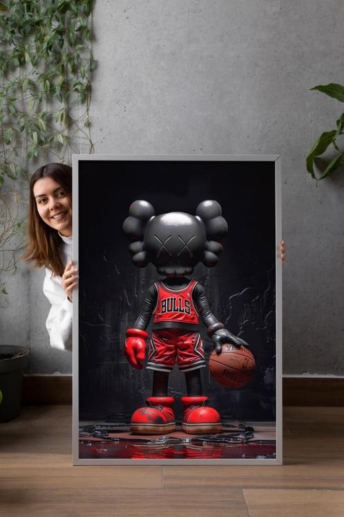 Uniek XXL Glasschilderij | KAWS - NBA Chicago Bulls - 6 size, Huis en Inrichting, Woonaccessoires | Schilderijen, Tekeningen en Foto's