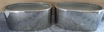 2 nieuwe zilverkleurige bloempotten - 20 x 11 x 9 cm - 3,50 beschikbaar voor biedingen