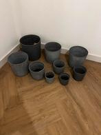 9 IKEA flower pots, Tuin en Terras, Bloempotten, Beton, Binnen, Rond, Gebruikt