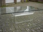 Vintage salontafel jaren 70 plexiglas/ glazen blad, Gebruikt, Ophalen