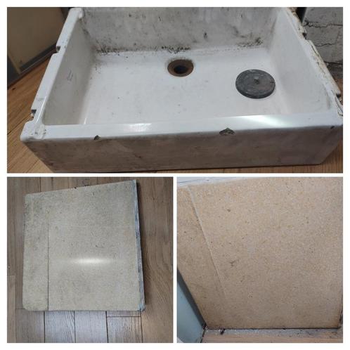 Vintage Bruynzeel granito keukenblad met originele spoelbak, Huis en Inrichting, Keuken | Keukenelementen, Gebruikt, Minder dan 100 cm