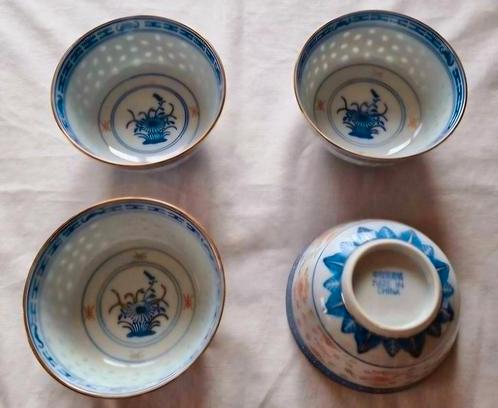 Chinese blauwe roze rijst schaaltjes borden mok schaal, Antiek en Kunst, Antiek | Servies los, Ophalen of Verzenden