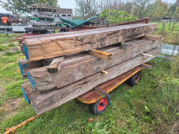 Oude houten balken/gebinten 20x20, 3m kolommen palen, Tuin en Terras, Palen, Balken en Planken, Balken, 250 cm of meer, Ophalen of Verzenden