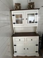Wit bruin buffetkast vitrinekast mexicaanse style, Huis en Inrichting, Ophalen, Gebruikt, 100 tot 150 cm, Mexicaans landelijk