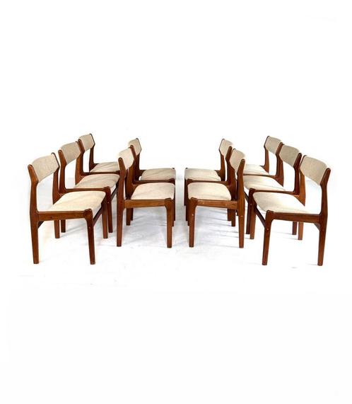 Set van 10 vintage eetkamerstoelen, Erik Buch ‘60, Huis en Inrichting, Stoelen, Zo goed als nieuw, Vijf, Zes of meer stoelen, Hout
