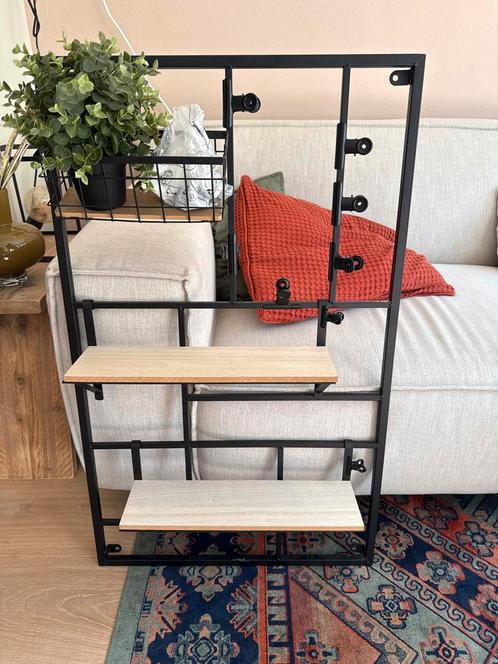 Wandrek met houten planken en clips, Huis en Inrichting, Woonaccessoires | Wandplanken en Boekenplanken, Zo goed als nieuw, Ophalen