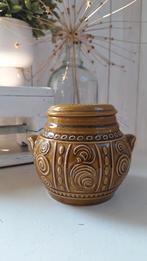 Vintage aardewerk voorraad pot met deksel, DDR, bruin, Vintage, Gebruikt, Vintage, Overige typen