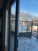 Hard houten openslaande deuren en kozijn met dubbel glas, Ophalen, Gebruikt, Schuifdeur, 120 cm of meer