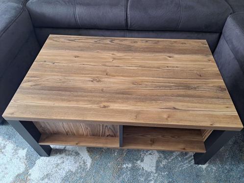Salontafel Zwart & Eiken – 90x56 cm - Zo goed als nieuw, Huis en Inrichting, Tafels | Salontafels, Zo goed als nieuw, Minder dan 50 cm